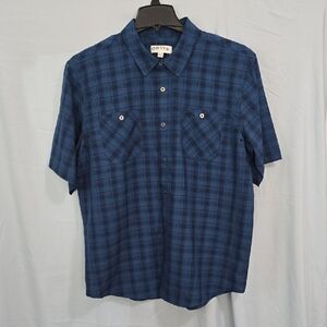 Orvis Men's XL Blue Plaid Shirt With Pockets Polyester